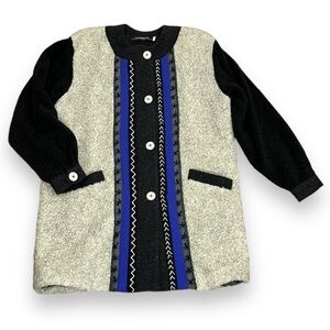 Canvasbacks Lutton & Horsfield Long Sherpa Wool Womens L Coat Jacket Black Gray